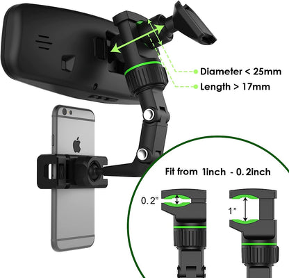 Retractable Car Phone Mount Rearview Mirror Phone Holder 360 Rotatable Rear View Mirror Holder For  1
