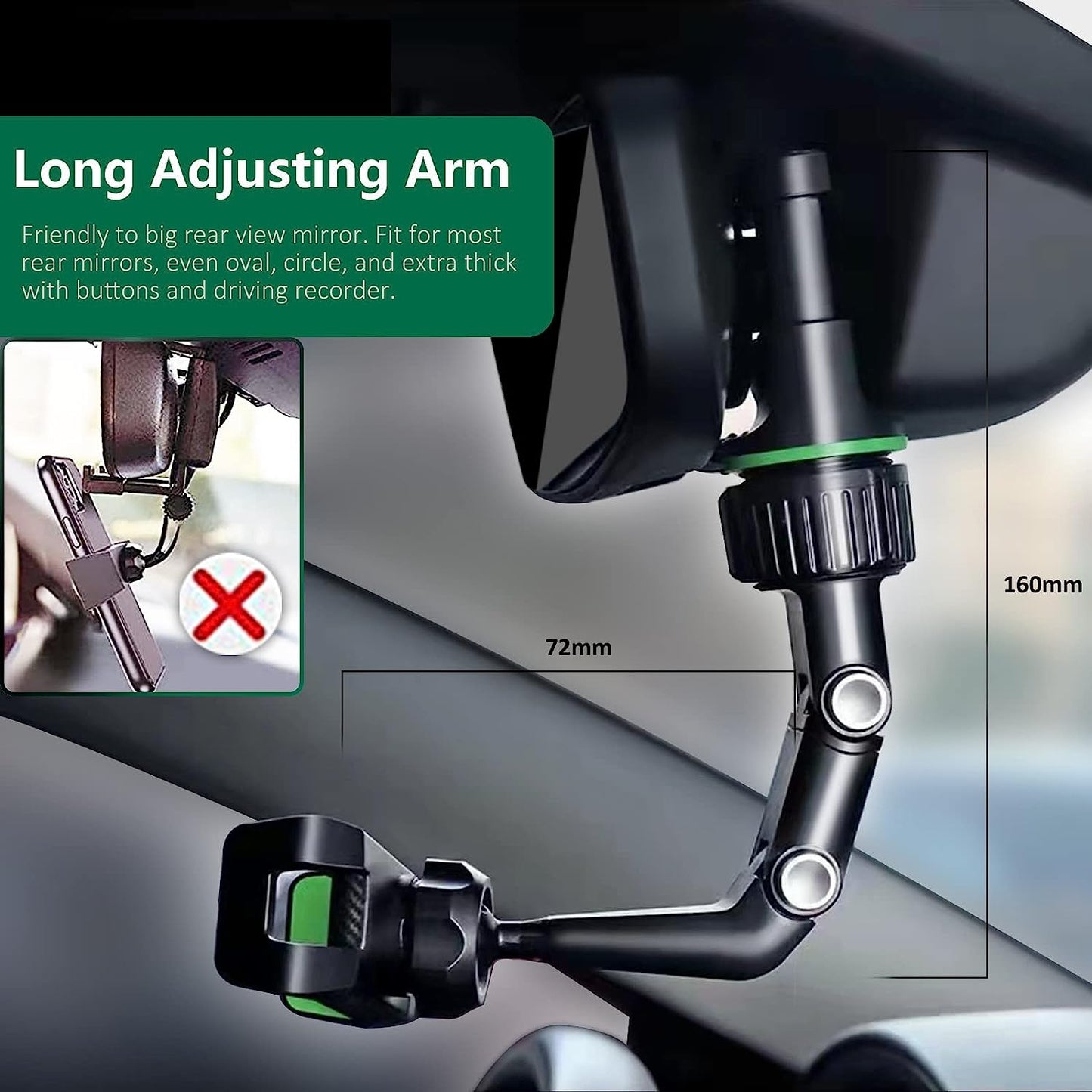 Retractable Car Phone Mount Rearview Mirror Phone Holder 360 Rotatable Rear View Mirror Holder For  5