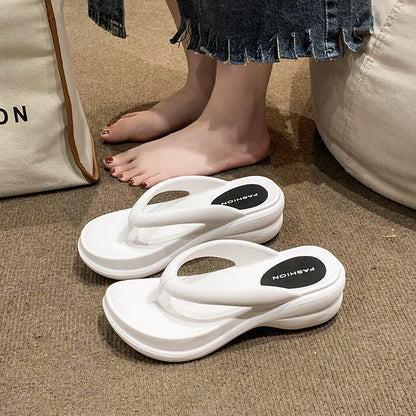 Summer Thick Sole Wedges Flip Flops For Women Nonslip Platform Sandals Beach Slippers Outdoor Girls