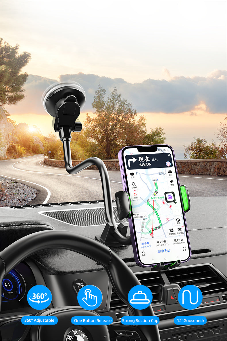 Windshield Dashboard Window Car Phone Holder Mount, Cell Phone Holder Car, Suction Cup Phone Mount for Car Truck