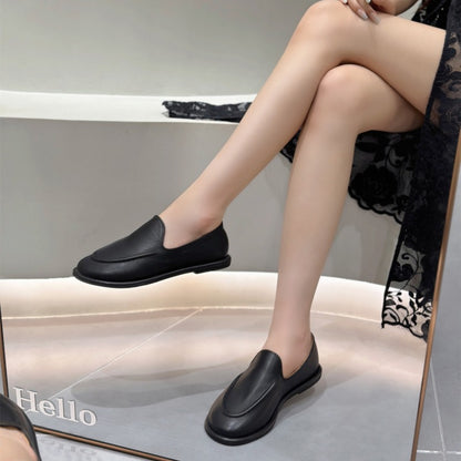 Womens Genuine Leather Loafers New Spring One Foot Slipon Round Toe Flats Soft Casual Shoes For Dai 1