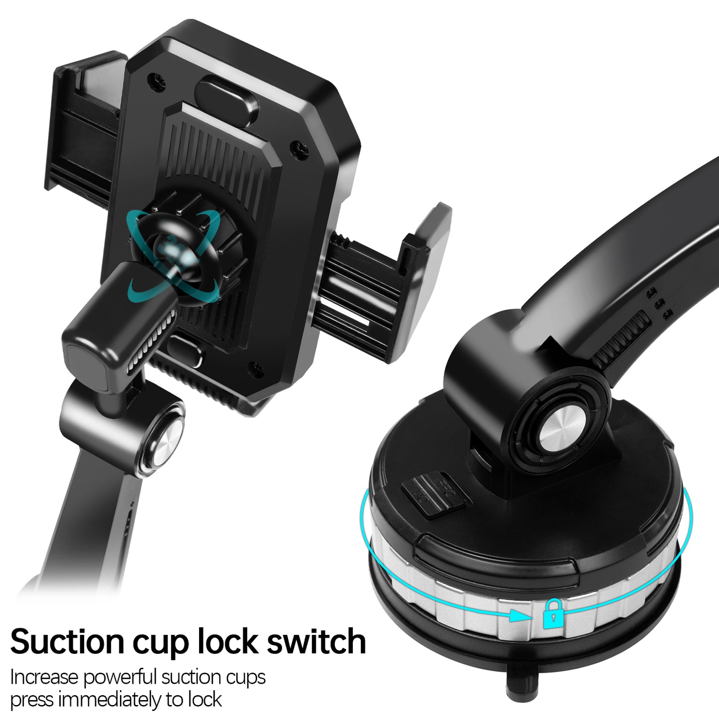 Windscreen Windshield Dashboard Mount, Mobile GPS Bracket Support Car Trunk Pickup, 360 Rotation Universal Cell Phone