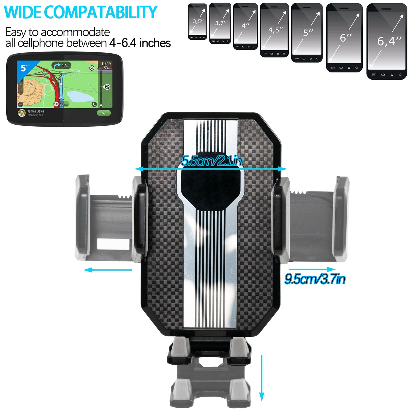 Windscreen Windshield Dashboard Mount, Mobile GPS Bracket Support Car Trunk Pickup, 360 Rotation Universal Cell Phone