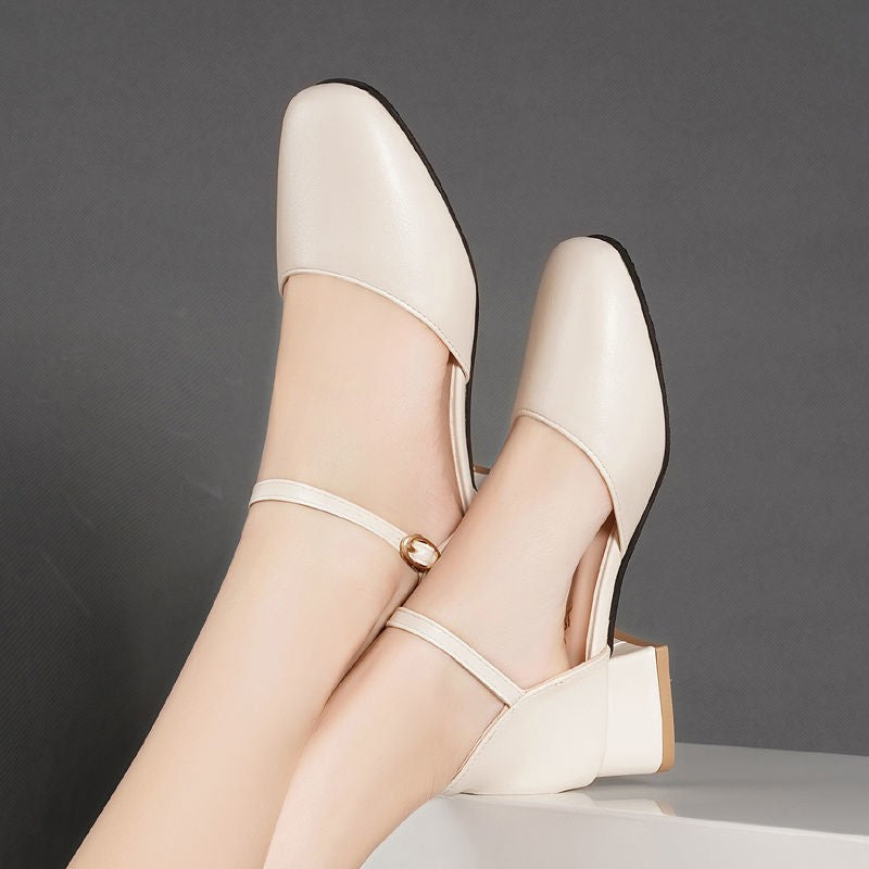 Women Low Heels Dress Shoes, Office Lady Mary Janes, Comfortable Ankle Strap Sandals, Closed Toe Elegant Ladies Shoes