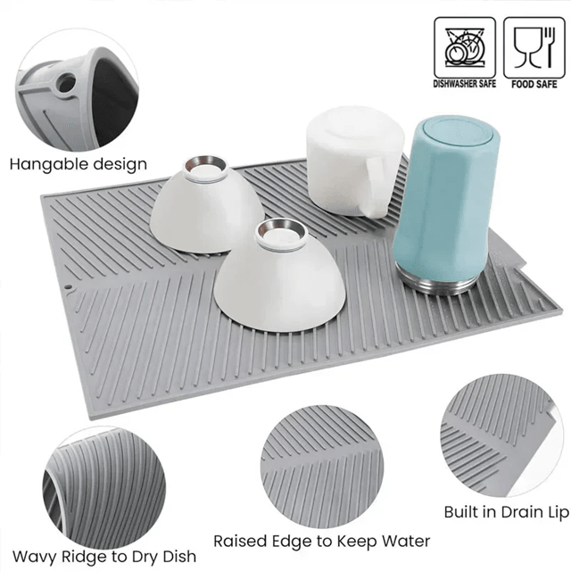 Silicone Drain Mat For Bar Sink And Kitchen Utensils 2
