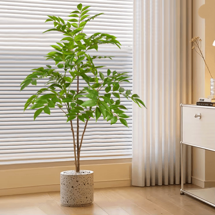 Large Artificial Ficus Tree with Realistic Green Leaves for Home and Garden Decor