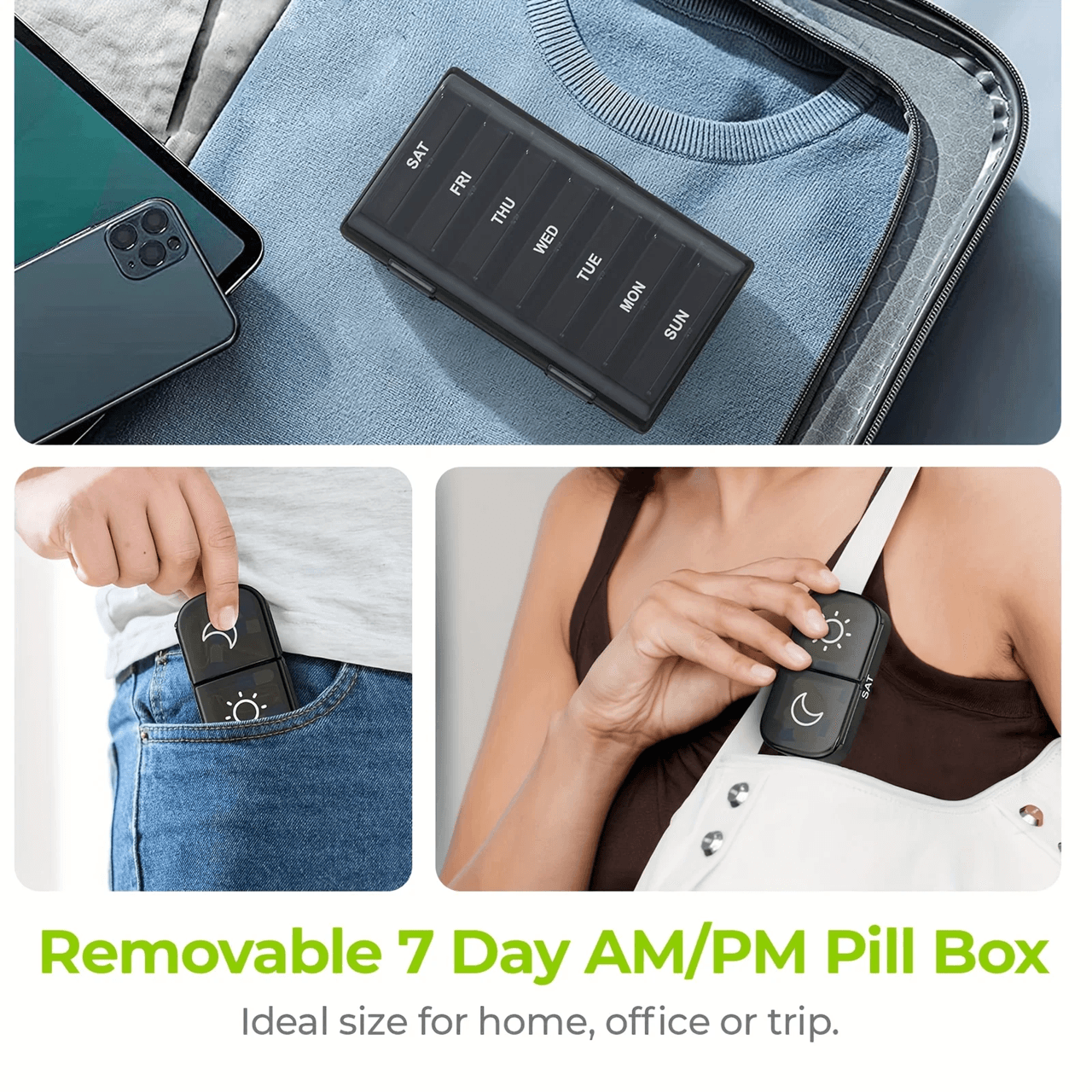 Weekly Pill Organizer With AM PM Compartments And Privacy Protection 4