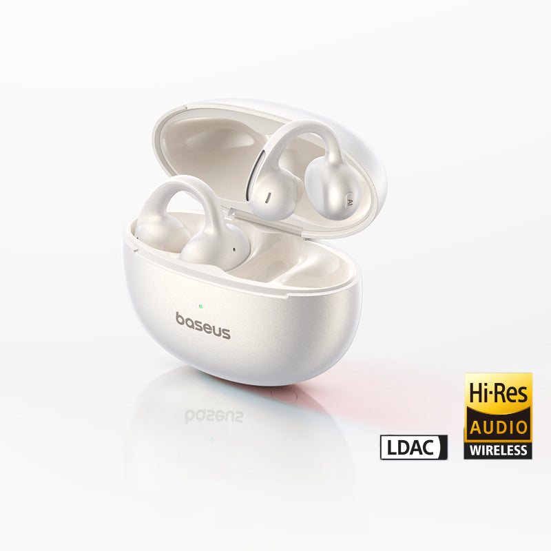 Bluetooth Hi-Res Ultra Open Earbuds, Baseus MC1 Pro Ear Clip Wireless Earphones, Earrings 4-Mic ENC Clip on Ear Buds