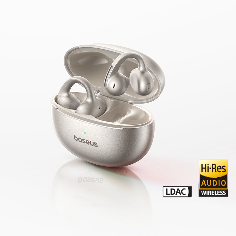 Bluetooth Hi-Res Ultra Open Earbuds, Baseus MC1 Pro Ear Clip Wireless Earphones, Earrings 4-Mic ENC Clip on Ear Buds