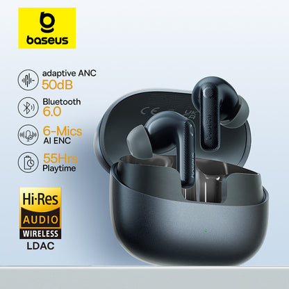 Wireless Bluetooth Earphones, Baseus EP10 Pro ANC Earbuds, 50 dB Realtime Adaptive Headphones