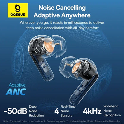 Wireless Bluetooth Earphones Baseus EP10 Pro ANC Earbuds 50 DB Realtime Adaptive Headphones 1