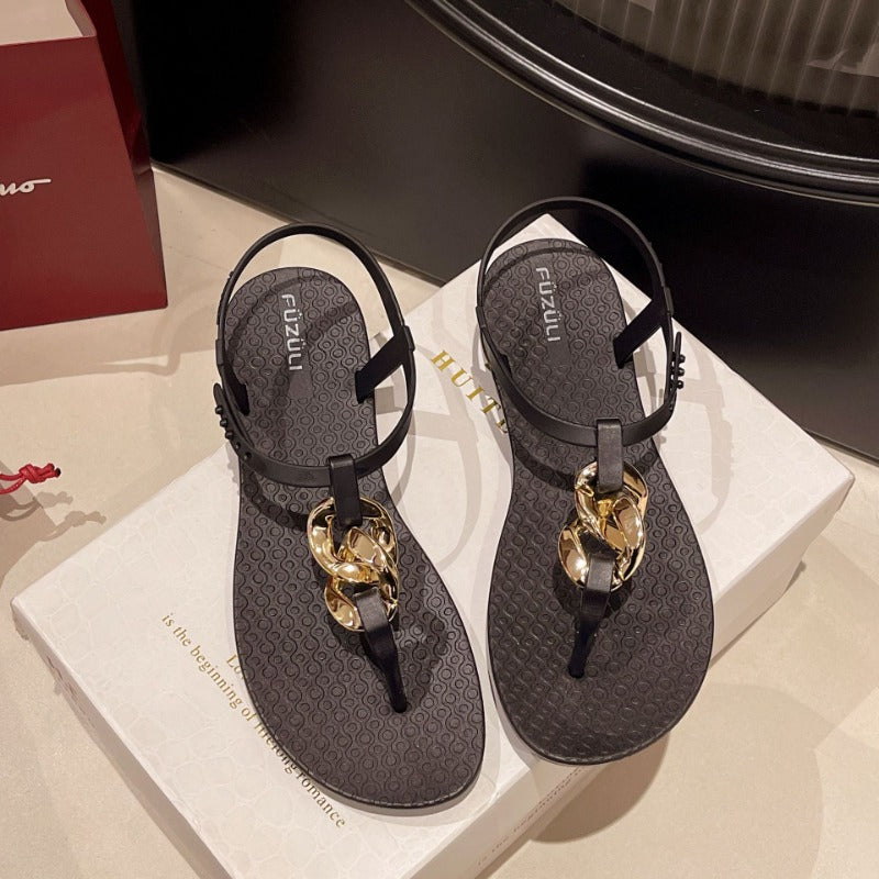 Roman Sandals For Women Summer Casual Flattoe Thong Strap Sandals Outdoor Luxury Womens Shoes New S