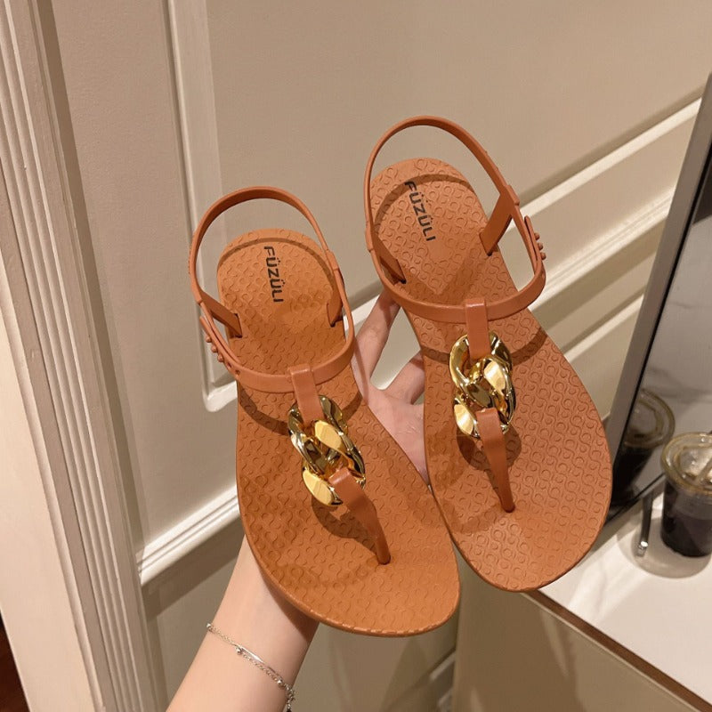 Roman Sandals For Women Summer Casual Flattoe Thong Strap Sandals Outdoor Luxury Womens Shoes New S