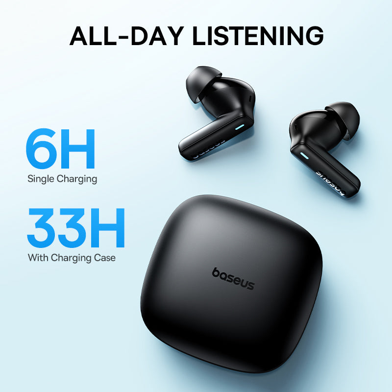Bluetooth 5.3 Baseus Bowie E19 Wireless Earphones, IPX5 Waterproof Earbuds, Big Bass 12mm Drivers, 33Hrs Battery Life
