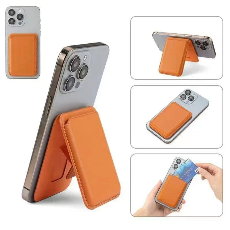 Leather Wallet With Strong Magnetic Hide Stand Case, Magsafe iPhone Card Holder Pocket Cover