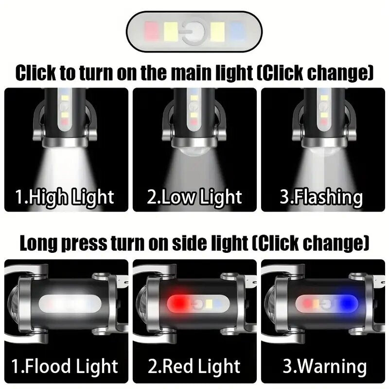 USB Rechargeable Hanging Work Light Powerful Mini COB LED Keychain Flashlight Waterproof Keyring Ca 4