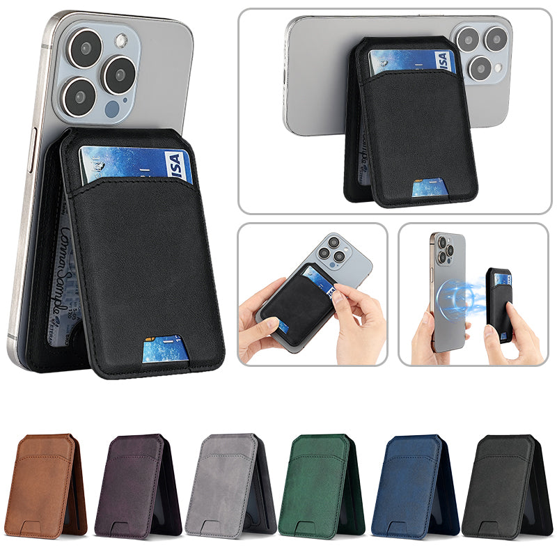 Magnetic Leather Wallet Holder Case for iPhone, Luxury Magsafe Card Holder Phone Bag Cover Accessories