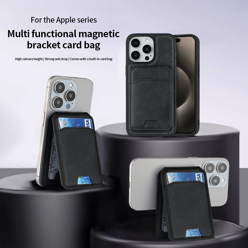 Magnetic Leather Wallet Holder Case for iPhone, Luxury Magsafe Card Holder Phone Bag Cover Accessories