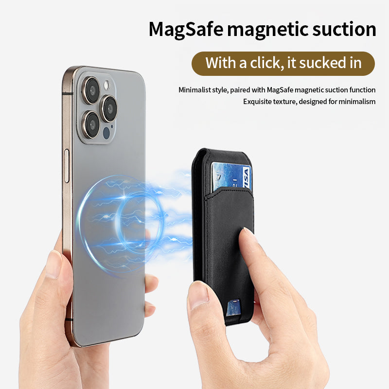 Magnetic Leather Wallet Holder Case for iPhone, Luxury Magsafe Card Holder Phone Bag Cover Accessories
