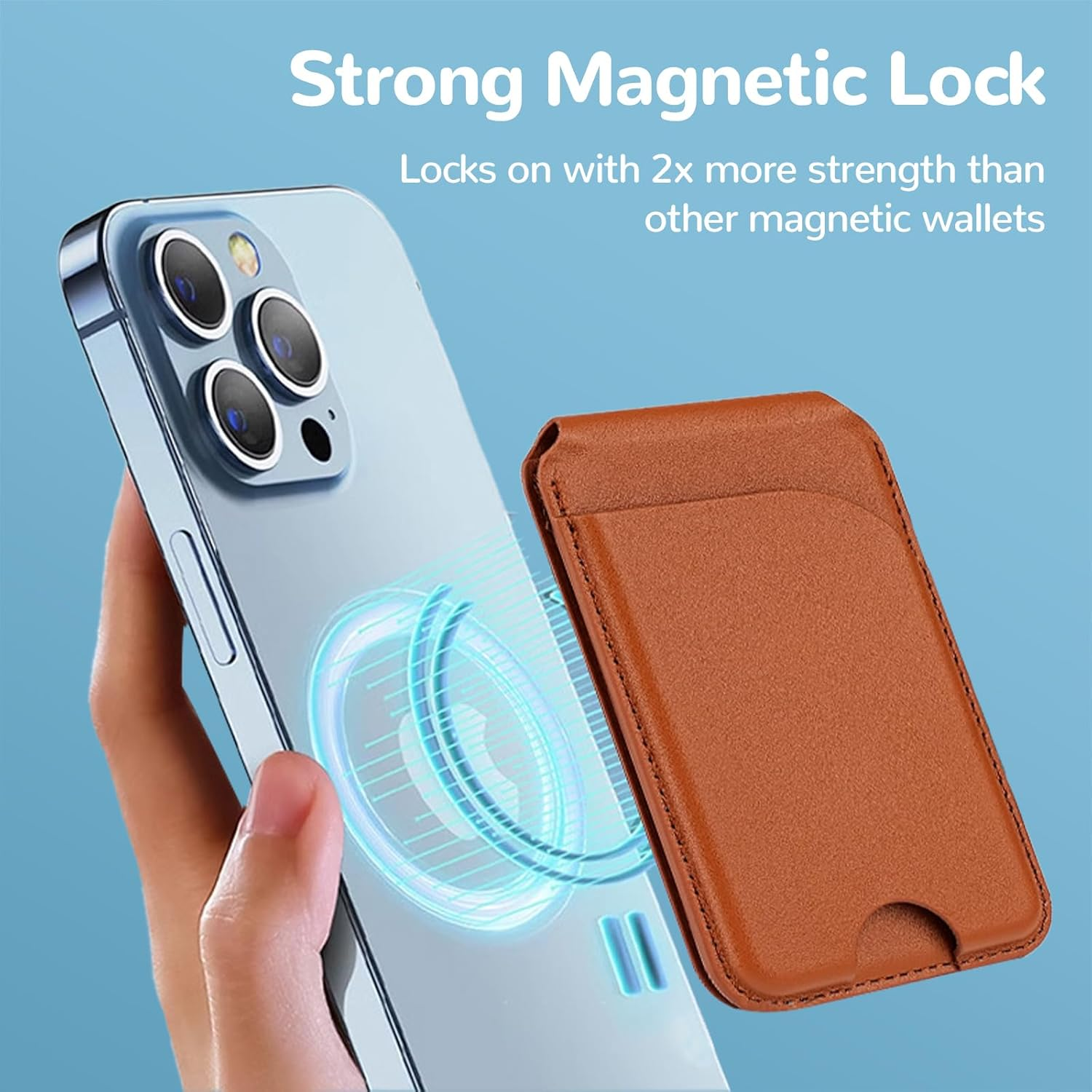 Leather Magnetic Card Holder Wallet for iPhone, 2 in 1 Magnetic MagSafe Wallet Stand with Adjustable Holder