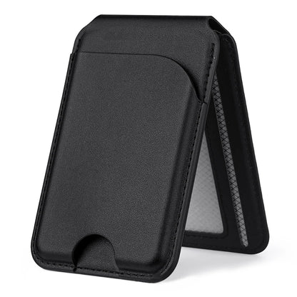 Leather Magnetic Card Holder Wallet for iPhone, 2 in 1 Magnetic MagSafe Wallet Stand with Adjustable Holder