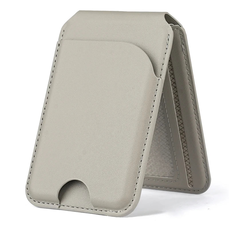 Leather Magnetic Card Holder Wallet for iPhone, 2 in 1 Magnetic MagSafe Wallet Stand with Adjustable Holder