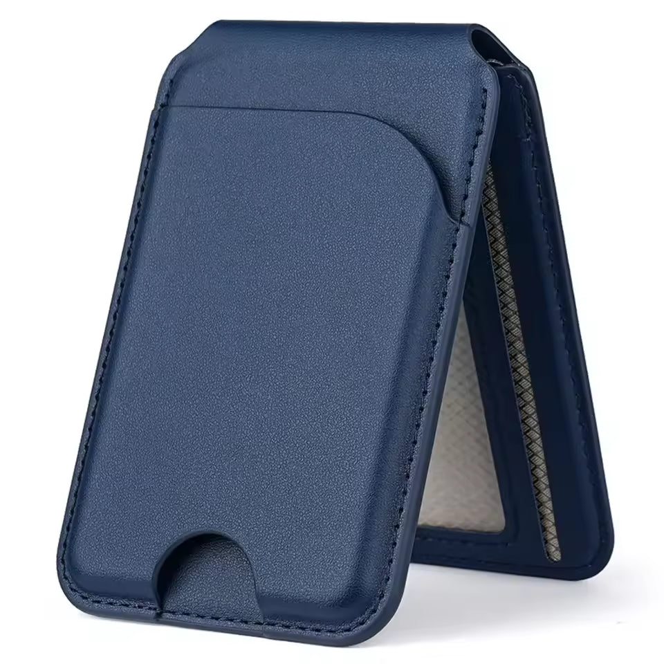 Leather Magnetic Card Holder Wallet for iPhone, 2 in 1 Magnetic MagSafe Wallet Stand with Adjustable Holder