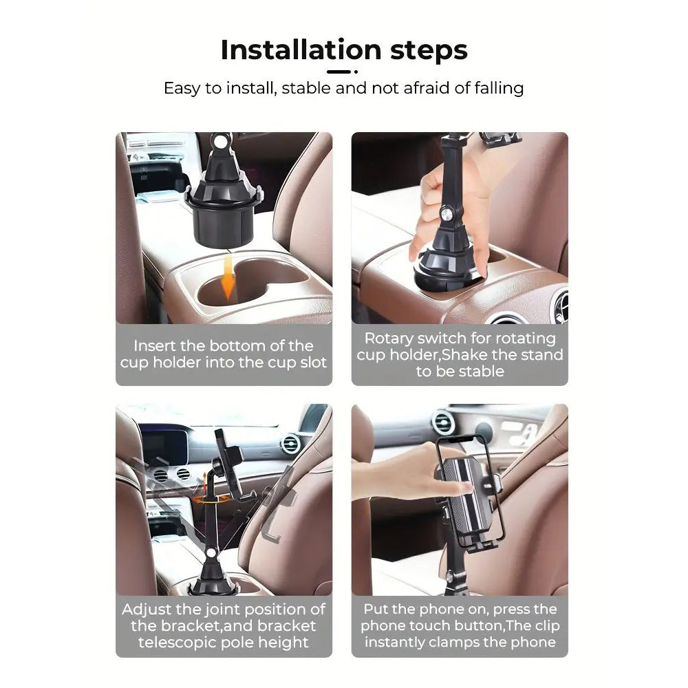 Adjustable Gooseneck Cup Car Phone Stand, Universal Car Cup Holder Phone Mount, iPhone Samsung Huawei LG Sony Nokia