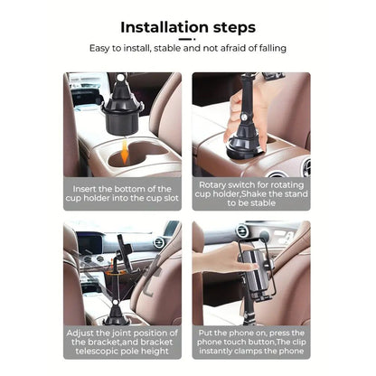 Adjustable Gooseneck Cup Car Phone Stand, Universal Car Cup Holder Phone Mount, iPhone Samsung Huawei LG Sony Nokia