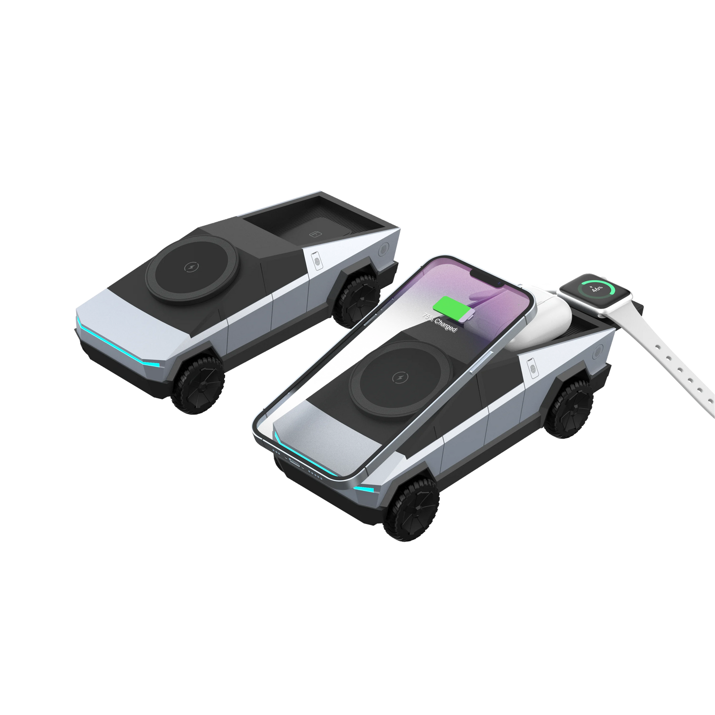 Multifunctional 3-in-1 Wireless Charger, Cybertruck Desktop Qi2 Charger, iPhone, iWatch, AirPods Charging
