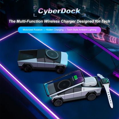 Multifunctional 3-in-1 Wireless Charger, Cybertruck Desktop Qi2 Charger, iPhone, iWatch, AirPods Charging