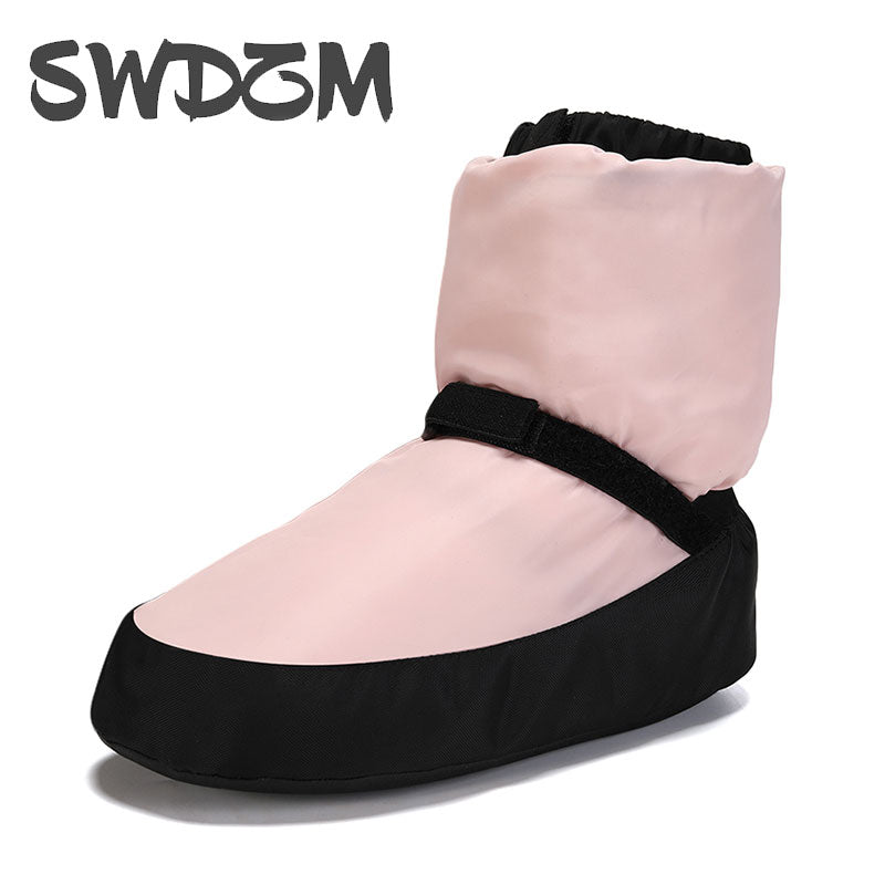 Womens Winter Ballet Dance Boots Cotton Ballerina Shoes With Thickened Sole Warm Flat Adult Dancing 4