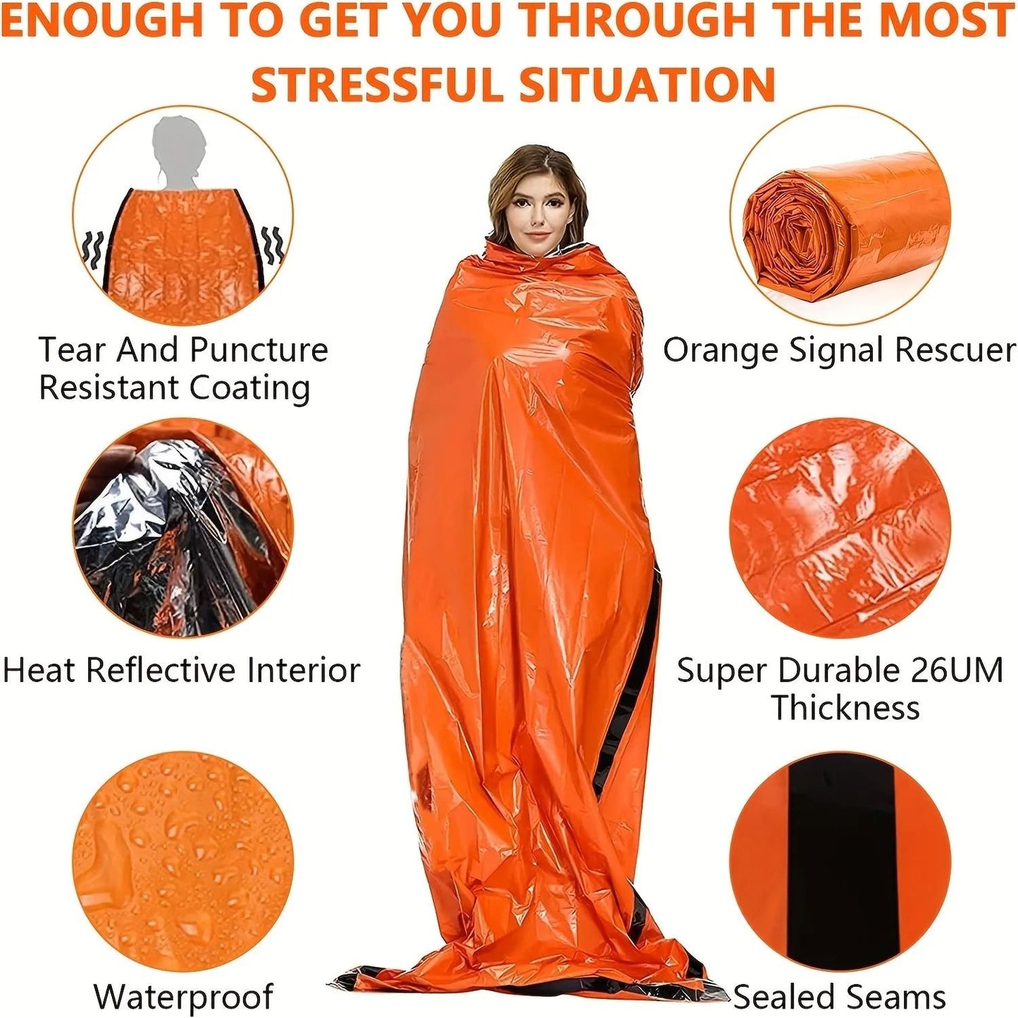 Portable Waterproof Emergency Survival Sleeping Bag Thermal Sack 3