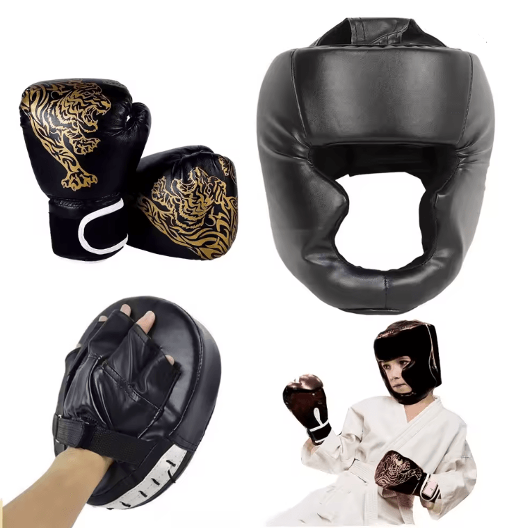 MMA Boxing Gloves And Headgear Set For Kids And Adults Training Protection 5