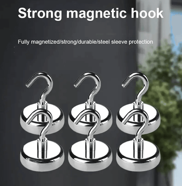 Strong Magnetic Hooks for Multi Purpose Home and Kitchen Storage 10 Pack