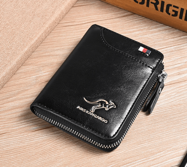 Mens Leather Wallet With RFID Protection And Zipper Card Holder 4