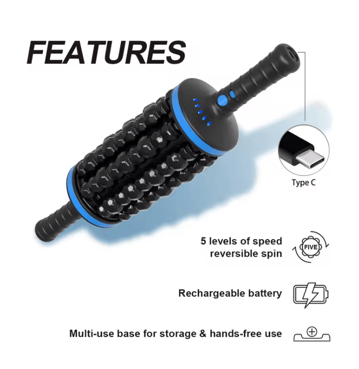 Cordless Roller Body Massager With Rechargeable 360 Percussive Therapy 3