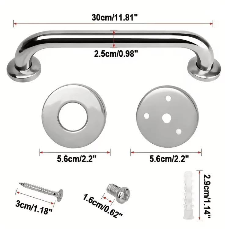 304 Stainless Steel Bathroom Safety Handrails For Elderly And Disabled Support 2