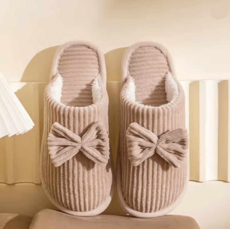 Cozy Womens Bow Slippers Soft Warm Indoor House Shoes 1