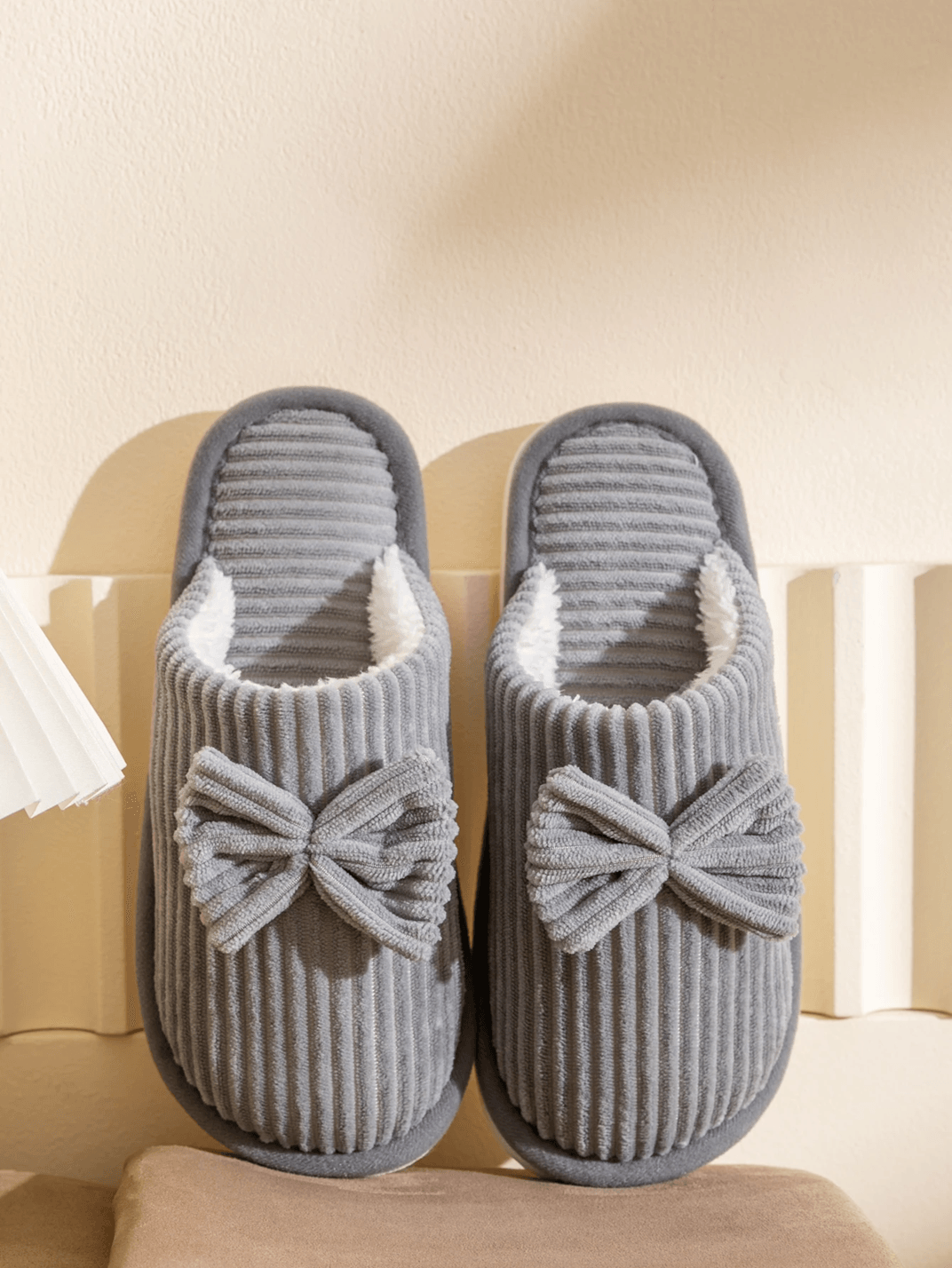Cozy Womens Bow Slippers Soft Warm Indoor House Shoes 3