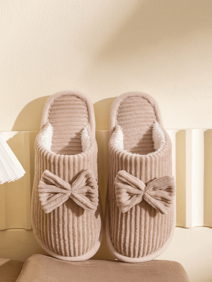 Cozy Womens Bow Slippers Soft Warm Indoor House Shoes 4