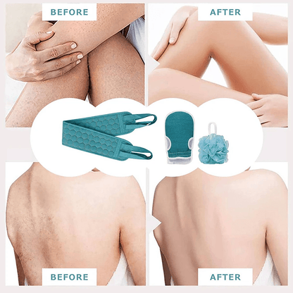 Exfoliating Body Scrubber Set With Back Scrubber Bath Glove And Loofah Sponge 4