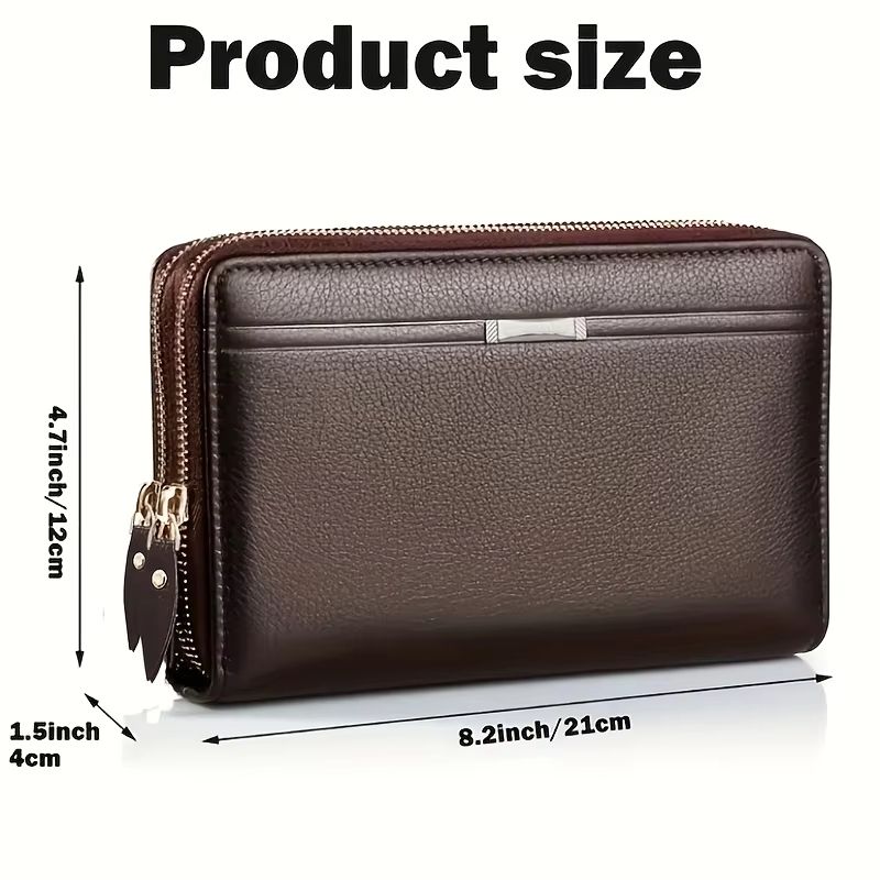 Mens Leather Long Wallet  Business Clutch Purse With Phone  Card Holder 1