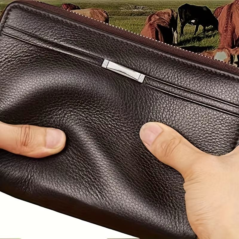 Mens Leather Long Wallet  Business Clutch Purse With Phone  Card Holder 2