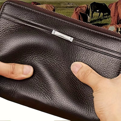 Mens Leather Long Wallet  Business Clutch Purse With Phone  Card Holder 2