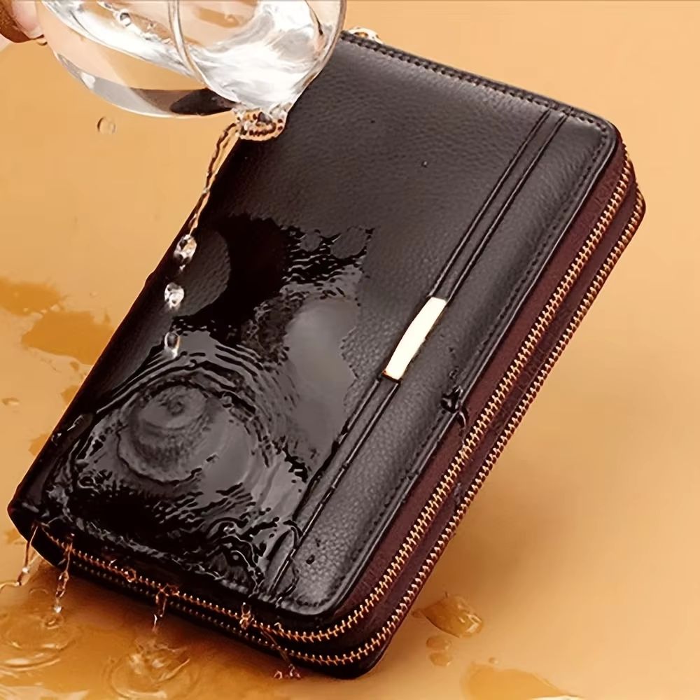 Mens Leather Long Wallet  Business Clutch Purse With Phone  Card Holder 3