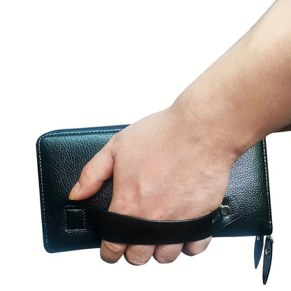 Mens Leather Long Wallet  Business Clutch Purse With Phone  Card Holder 4