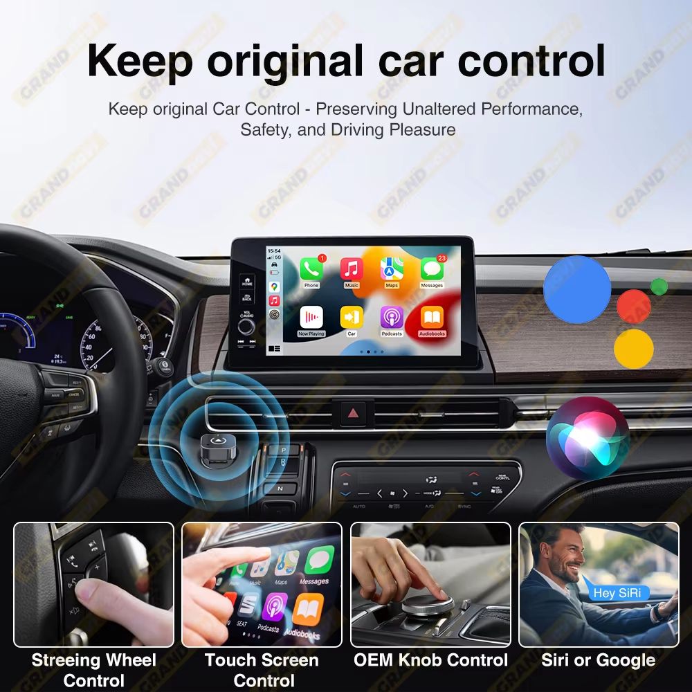 2 In 1 Wired To Wireless CarPlay And Android Auto Adapter For OEM Car Stereo USB Plug And Play Blue 2