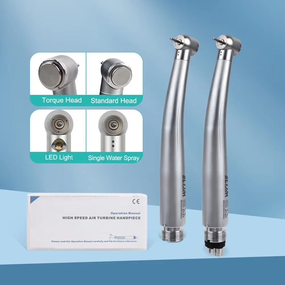 Dental LED High Speed Handpiece Air Turbine With Push Button Ceramic Bearing And Water Spray 2