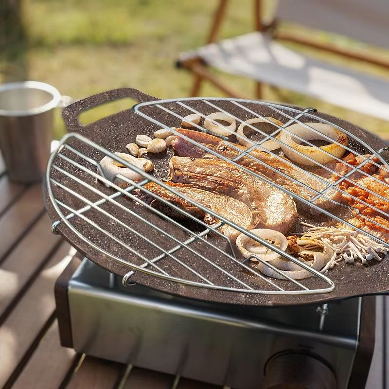 Outdoor Stainless Steel Barbecue Net Grill Rack  Durable NonStick Steam  Fry Pan For Camping BBQ An 1